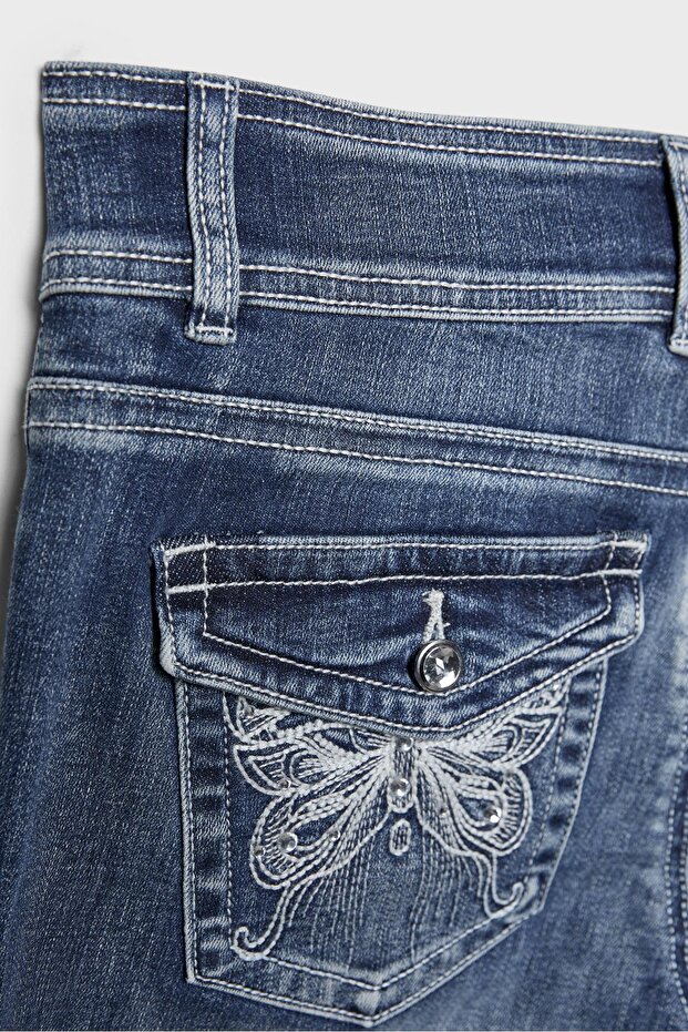 İşlemeli cepli çan jean - 8