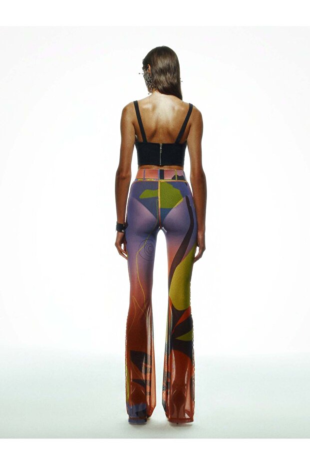 TAINTED FLOWER MESH PANTS IN ORANGE - 4