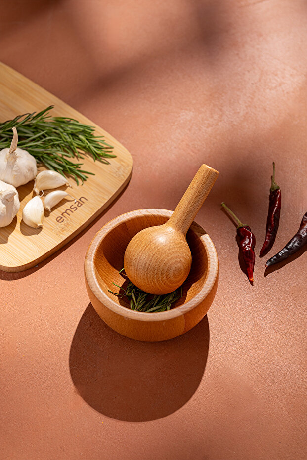 Rustik Bambu Havan Yuvarlak - 1