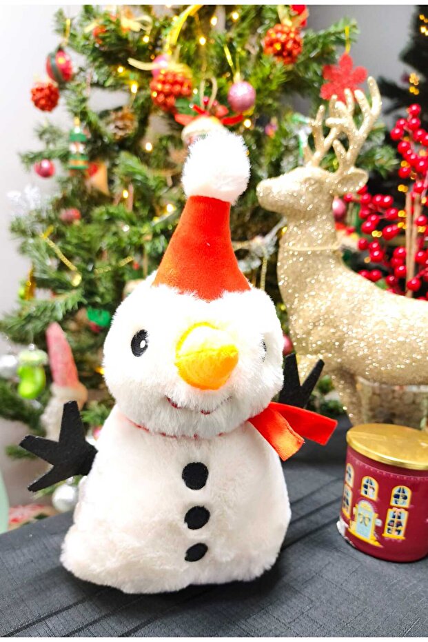 Christmas Plush Snowman Toy 30 cm – Pine Tree Decoration – Cute Christmas Gift