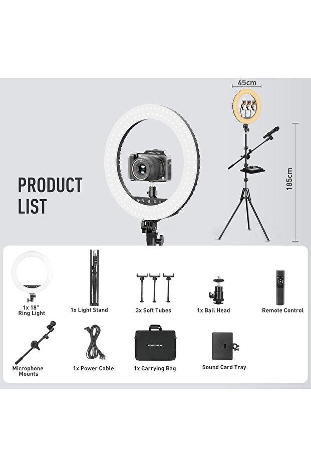 Professional Ring Light Ring with Tripod 18" - 7