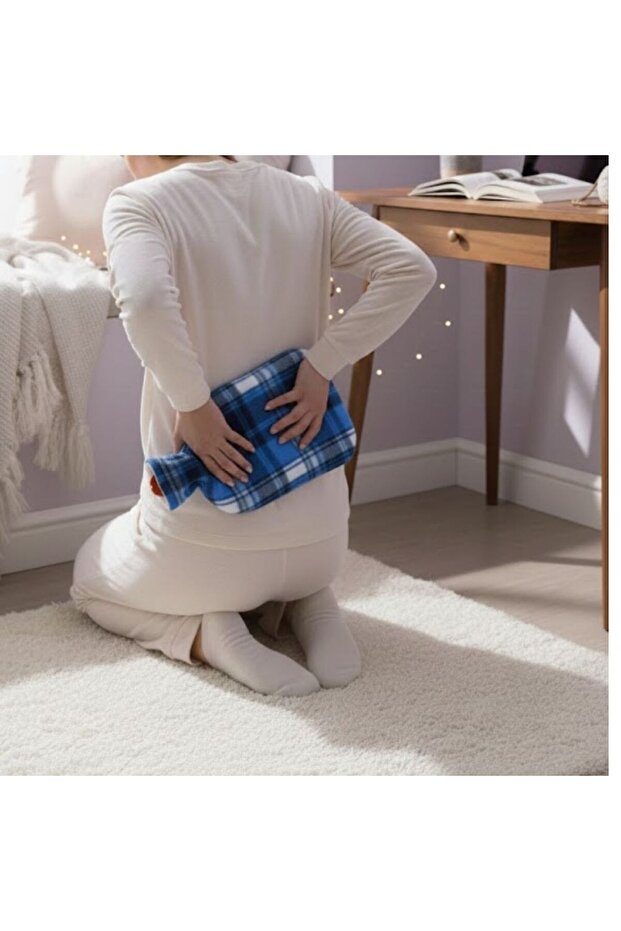 1 Piece 2 Liter Plaid Patterned Hot Water Bag with Cover – Soft, Safe, and Long-Lasting Heat Preservation