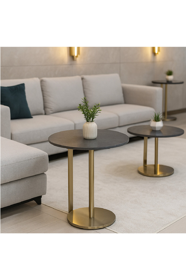 طاولة جانبية دائرية بتصميم مودرن - 1