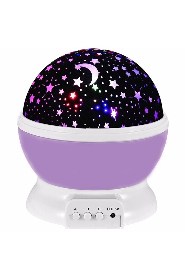 Moon Star Patterned 360 ° Rotating Projector Colorful Led Sleep Light Baby Kids Room Night Light Purple