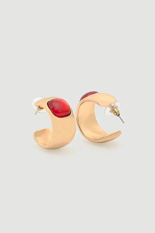 Taşlı Küpe - Gold - 3