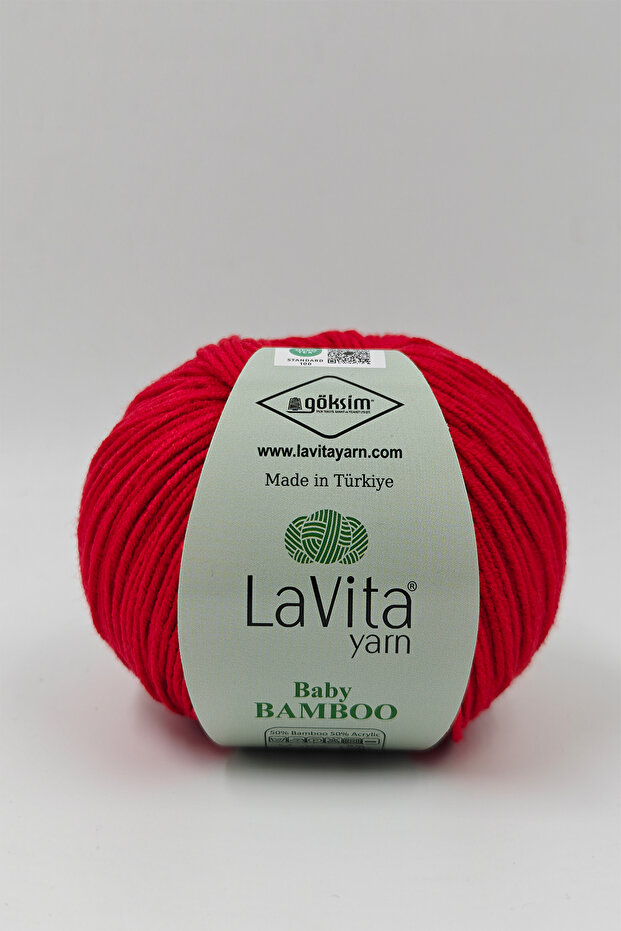 Baby Bamboo Hand Knitting Yarn 50% Bamboo 50% Acrylic 50Gr (0136 Red)