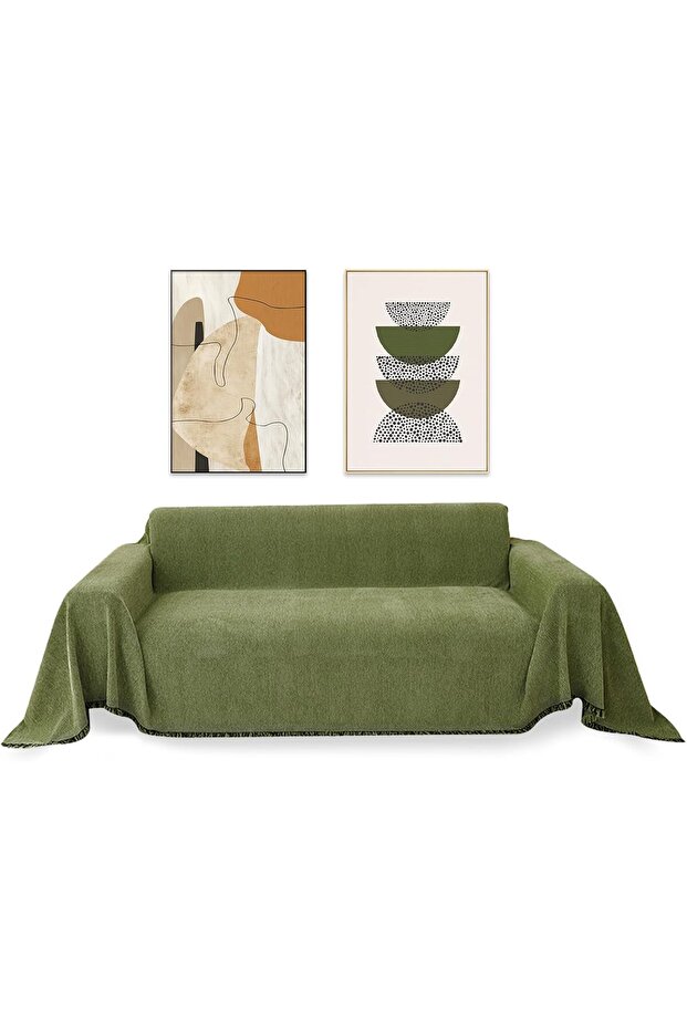 Sofa Cover Washable Fishbone Pattern 71" x 134" Green