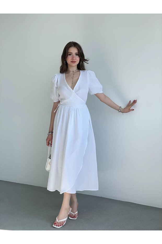 Müslin Kruvaze Elbise - 1