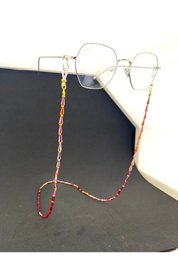 Pyramid Full Stone Eyeglass Cord / Chain Burgundy