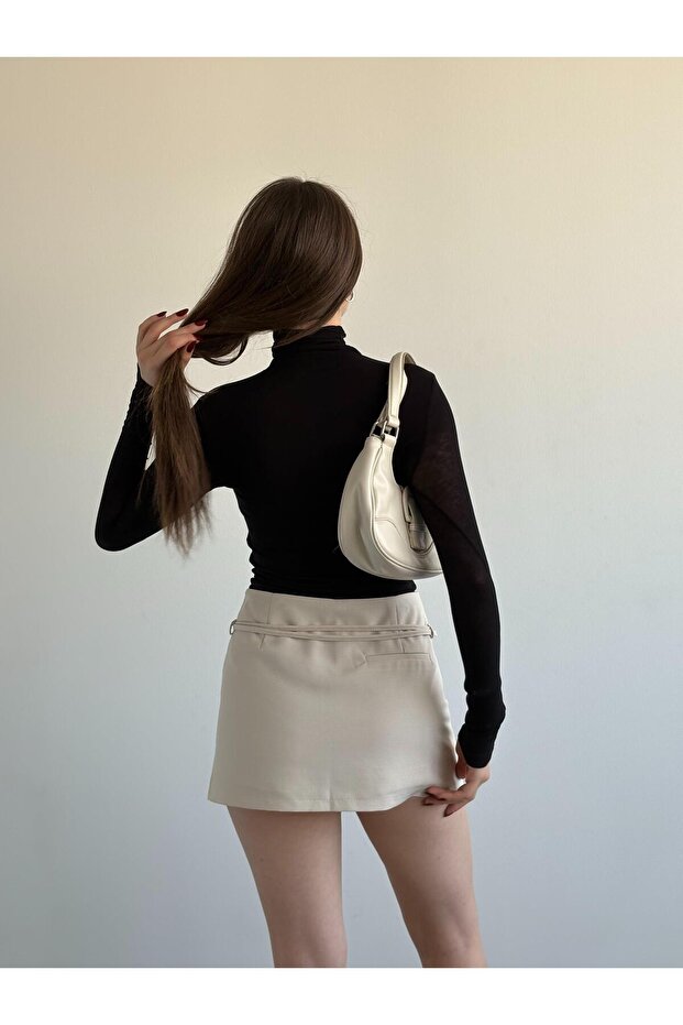 İnce Kemerli Şort Etek - 2
