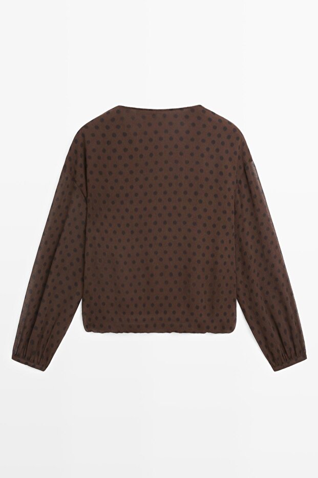 Flowing polka dot wrap blouse - 8