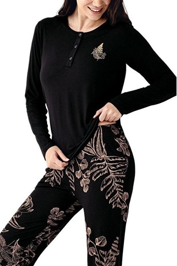 طقم بيجامة من القطن المودال مقاس كبير - 4