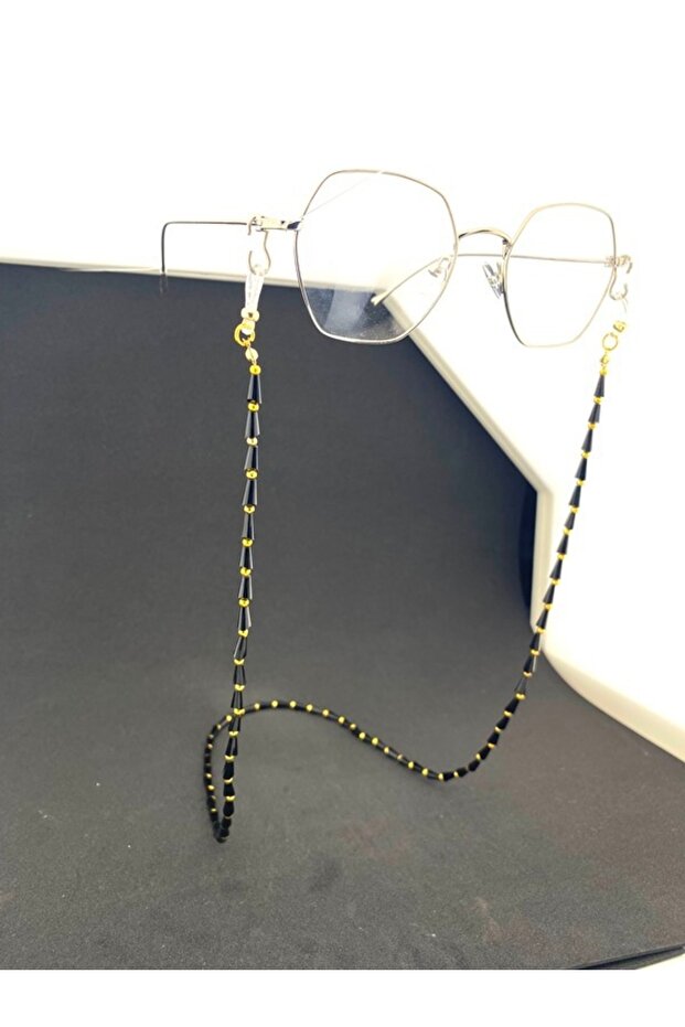 Pyramid Full Stone Eyeglass Cord / Chain Black