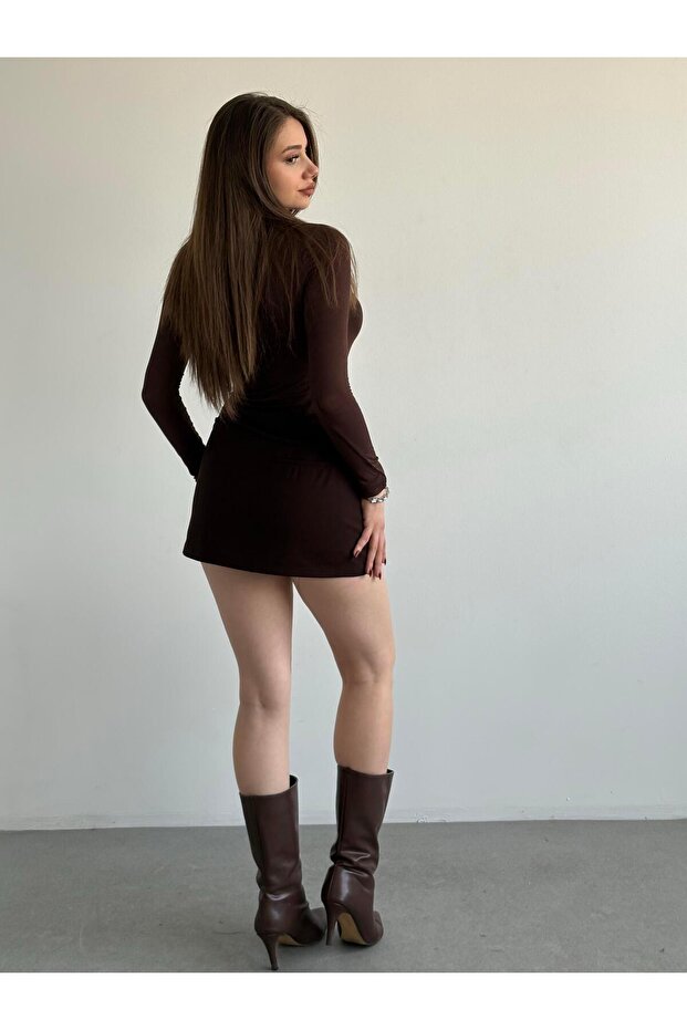 İnce Kemerli Şort Etek - 3