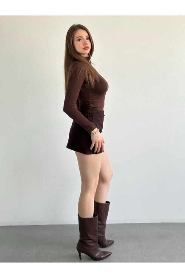 İnce Kemerli Şort Etek - 2