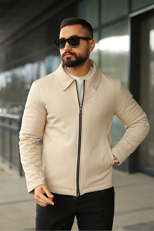 قصة ضيقة سترة أساسية خفيفة الوزن بسحاب مزدوج - 3