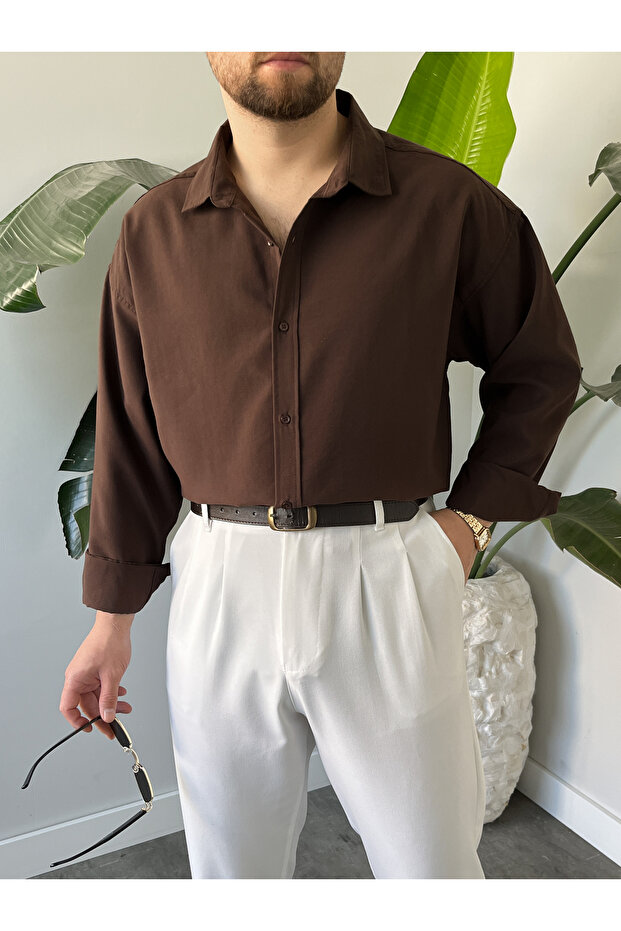 Erkek Oversize Modal Gömlek - 1