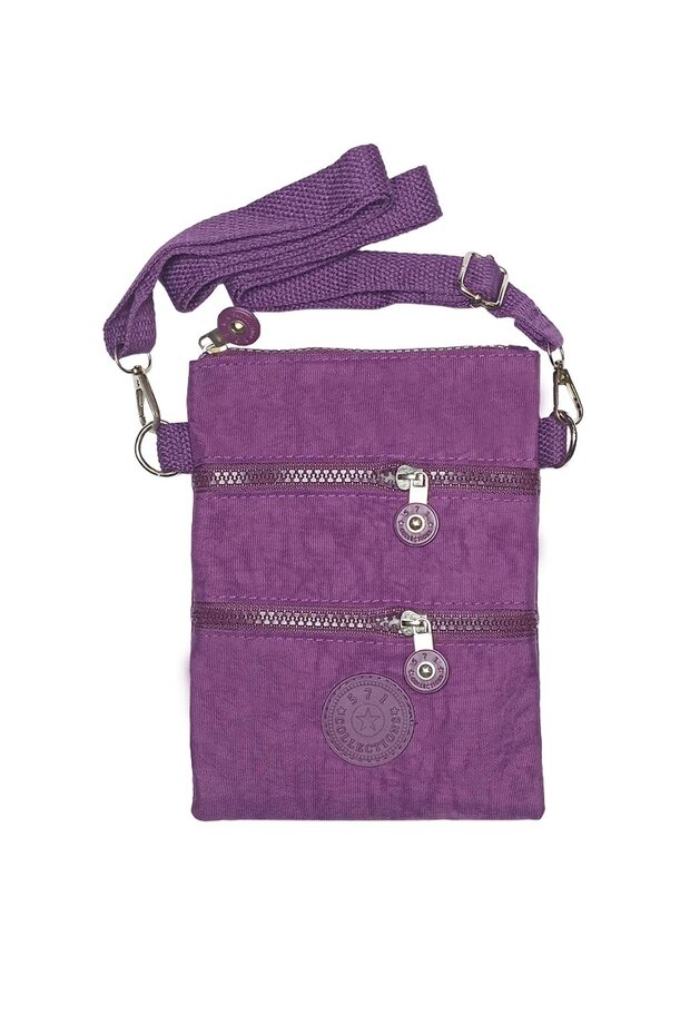 Crossbody Three-Compartment Practical Phone Holder Bag Purple Model: (571-15g)