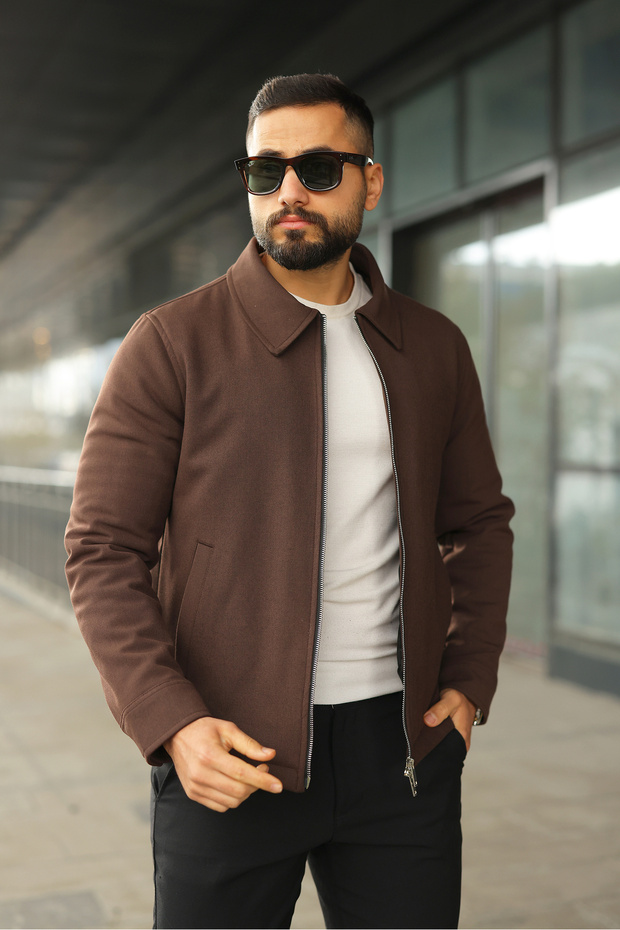 Slim Fit Basic Double Zipper Lightweight Puffer Jacket - 1