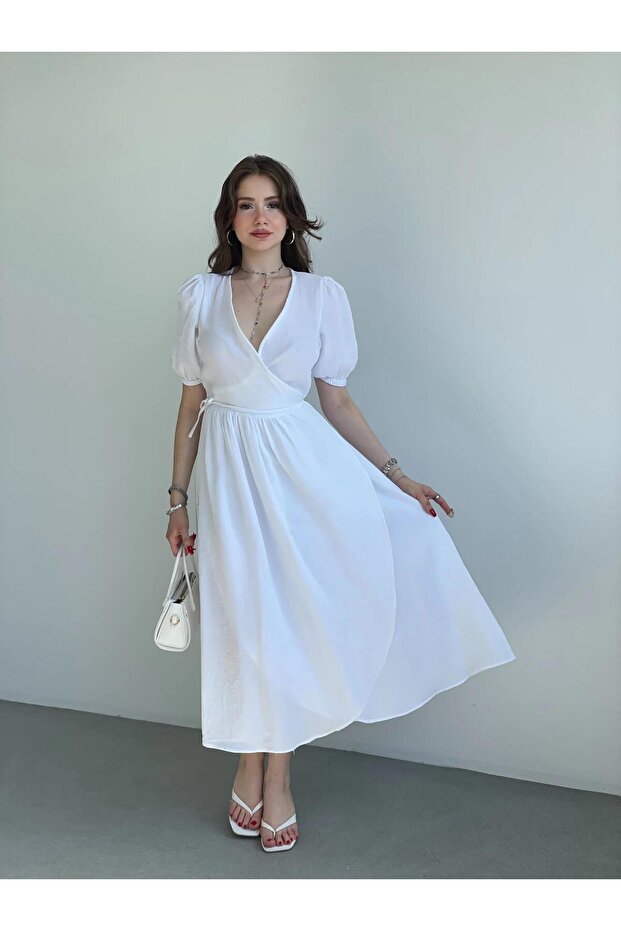 Müslin Kruvaze Elbise - 6