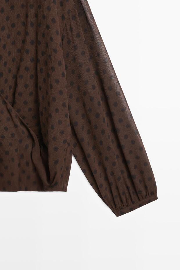 Flowing polka dot wrap blouse - 7