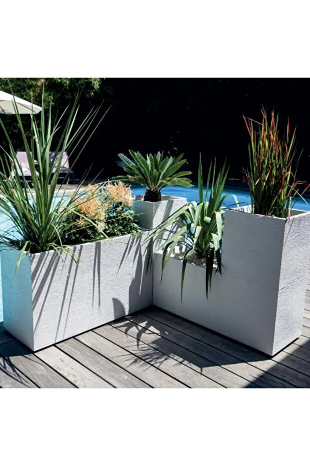 Large rectangular white planter 99.5x39.5x43.5 cm GRAPHIT - 4