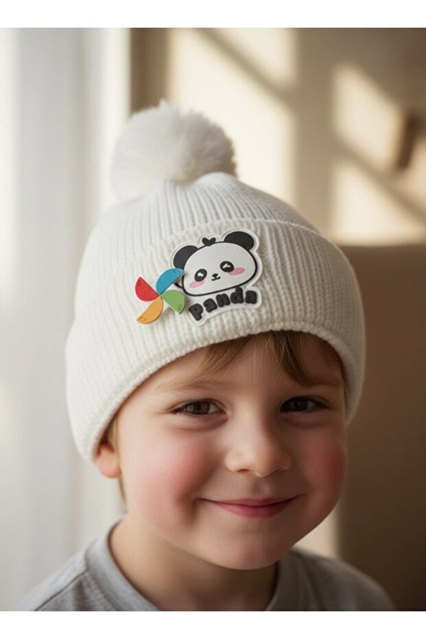 قبعة للأولاد مزينة بنمط الباندا - 1