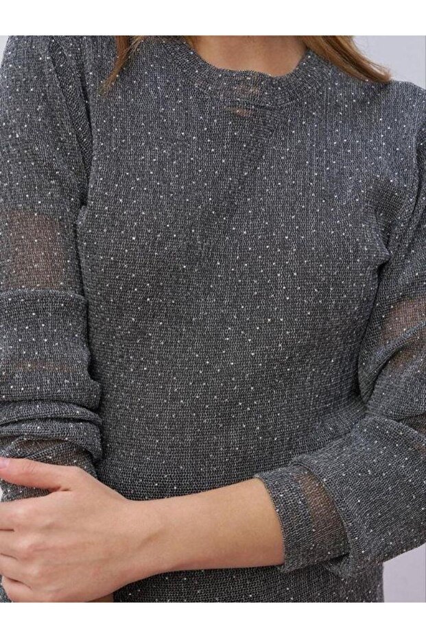 Kız Çocuk Örme File Taşlı Bluz - 4