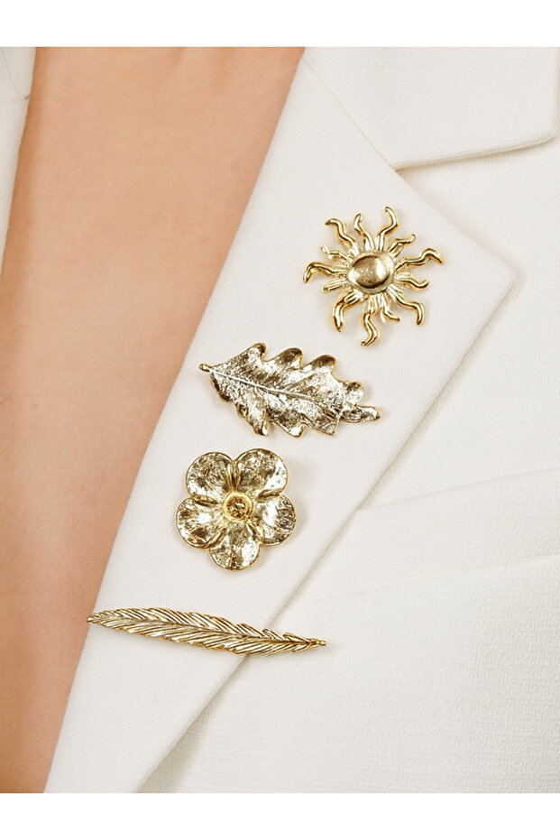 Kadın 4'lü Çiçek Broş - 1