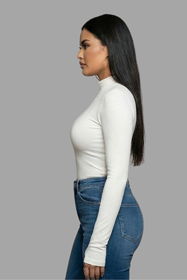 Kadın Dik Yaka Basic Bluz - 4