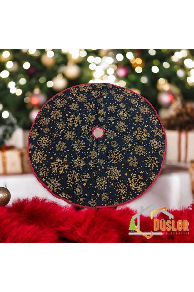 Snowy Snowflake Foot Mat, Christmas Tree Skirt, New Year's Pine Tree Skirt, Washable with Velcro