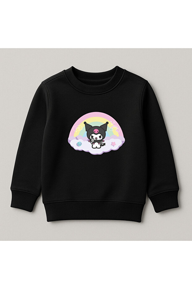Kuromi Printed Crew Neck 100% Cotton Kids Sweatshirt
