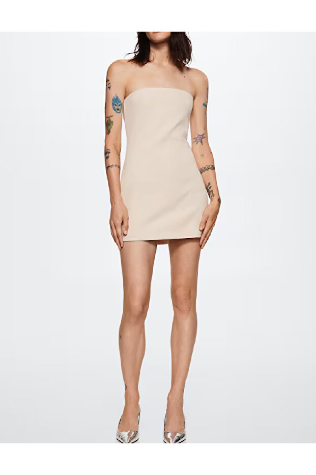 Rochie scurta, Crem - 2