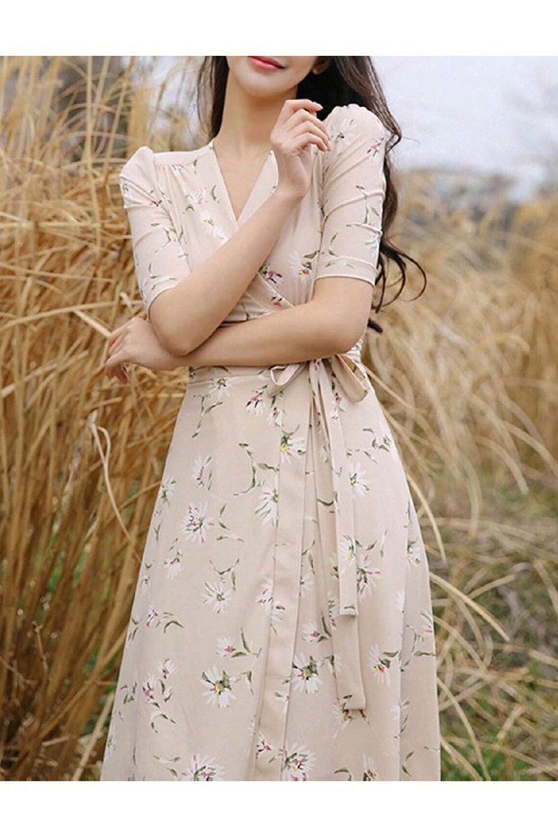 Rochie scurta, Crem - 1