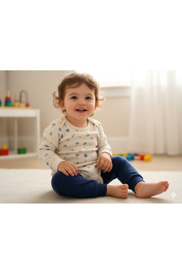 Girl Boy Child Baby Long Sleeve Snap Fastener Bodysuit-Badi 100% Organic Cotton 3.5-4-5-6 Years Old