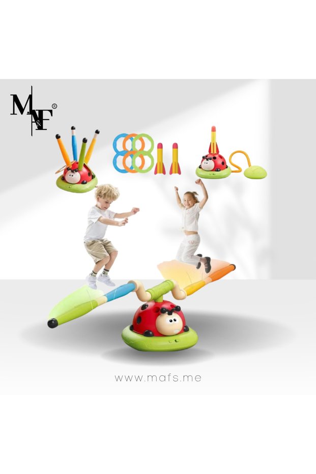 M.A&F 3-in-1 Musical Rope Jump & Ring Toss Rocket Launcher Toy for Kids
