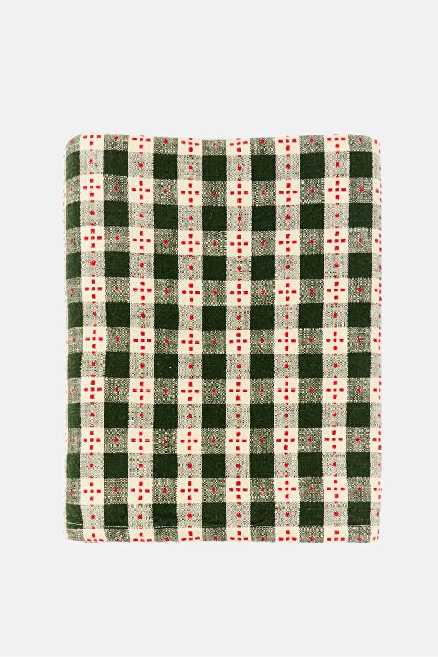 مفرش طاولة بنقشة كاملة، أخضر - 1