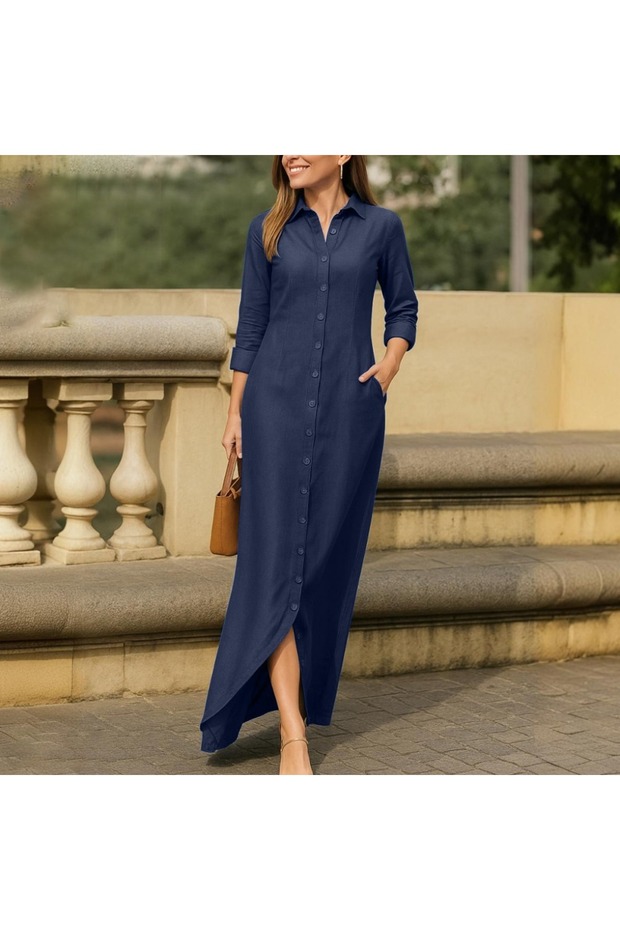 فستان ماكسي سادة بتصميم كلاسيكي أنيق من Desert Luxe
