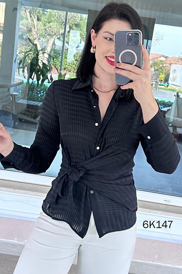Kare Jacquard Satin Shirt 6K147