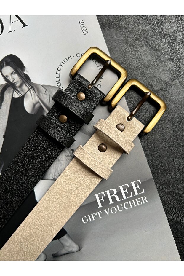 2-Piece Loyal Rectangular Pattern Women's Antique Vintage Buckle Belt Coat Belt Dress Belt Trouser Belt