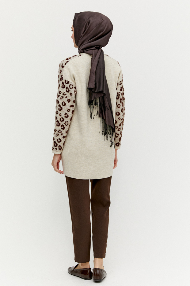 Leopar Detaylı Triko Tunik - 6