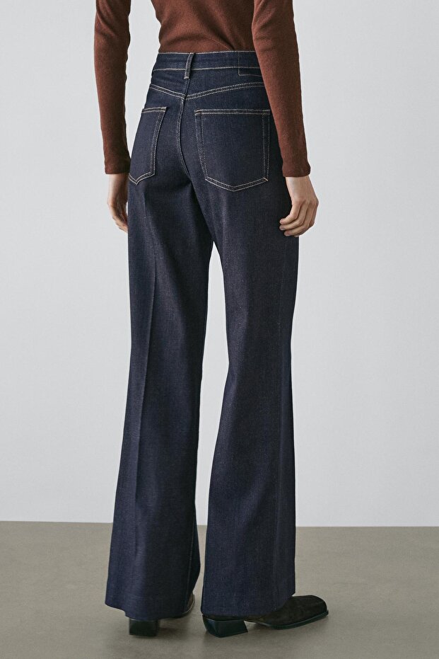 İspanyol paça yüksek bel jean - 4