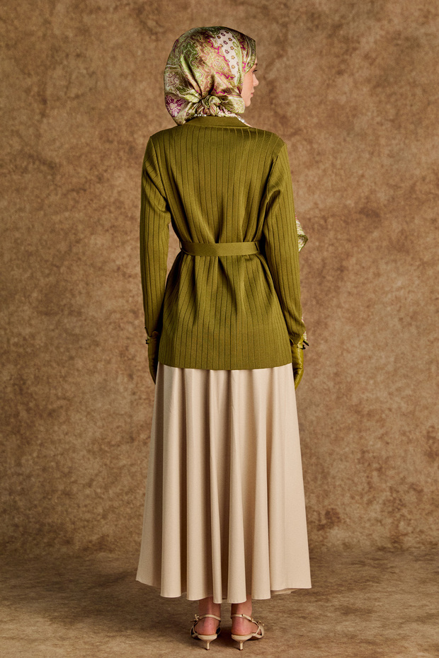 Çift Cepli Örme Triko Hırka - 7