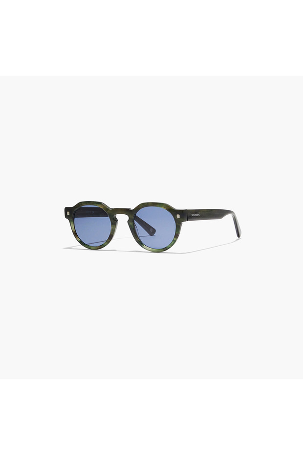 Men Blue Lens 46 mm Round Sunglasses | 30S-000235-1302