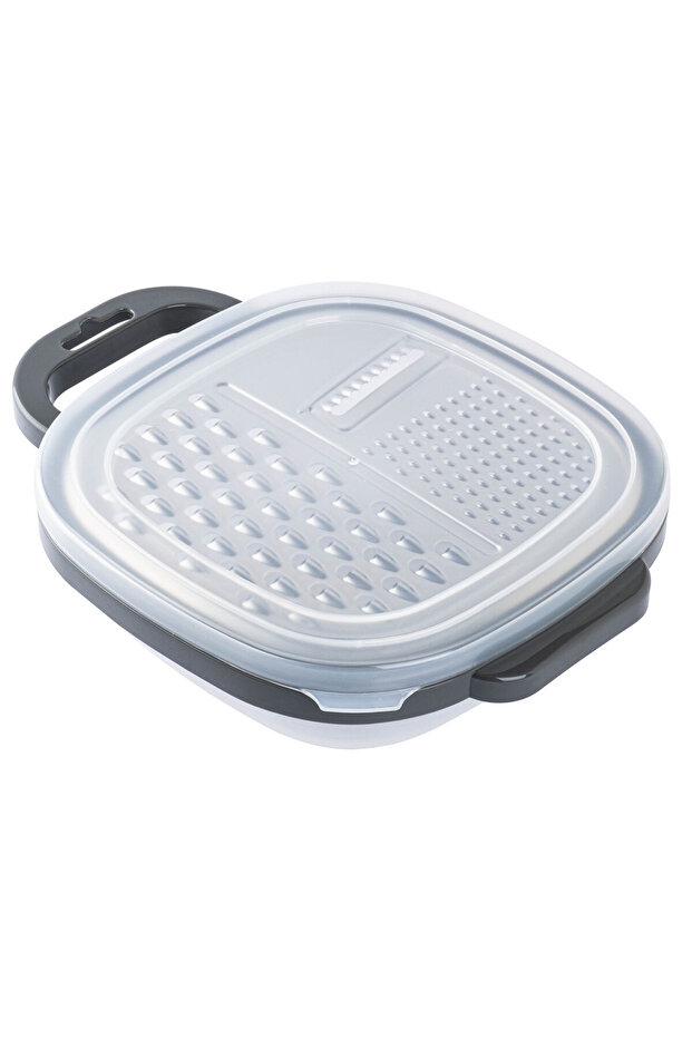 Large Grater with Cover, Flat Stainless Steel Gray Chamber