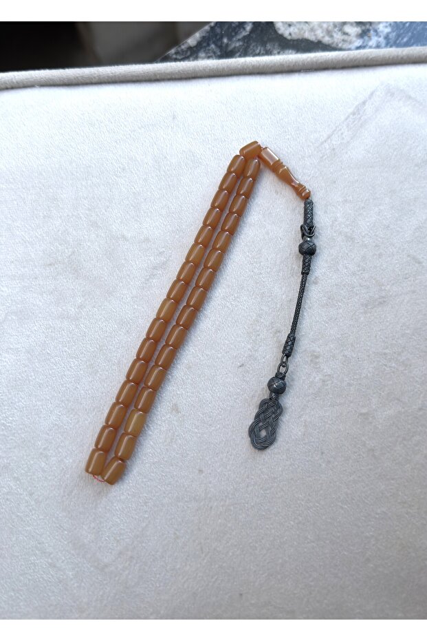 Silver Kazaziye Single Tassel Gift Fire/Compression Amber Special Crafted Rosary, Boxed Product