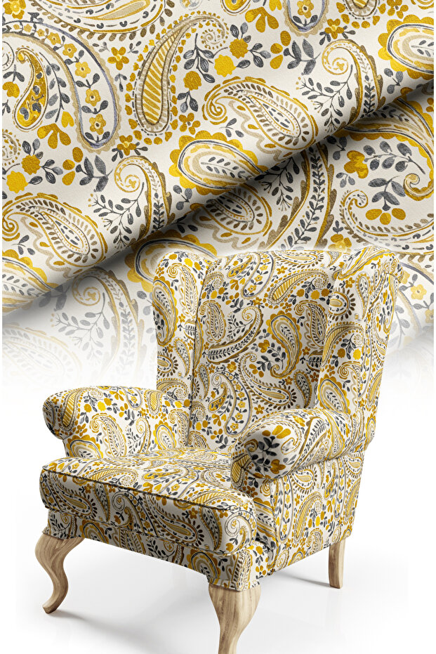 Classic Shawl Patterned Cotton Lined Thick Rashel Upholstery Fabric 140cm Width