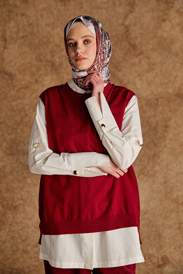 Süs Düğmeli Pencereli Süveter - 2