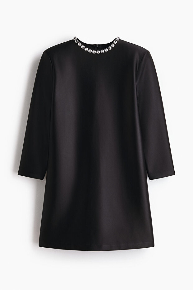 İşlemeli Mini Elbise - 4