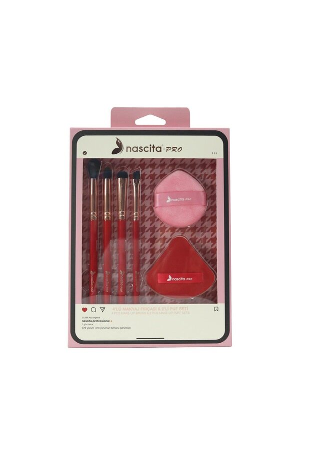4'L Makeup Brush and 2'Li Puff Set - 164
